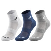BABOLAT PACK 3 PAIRES QUARTER SOCKS White/Estate Blue/Grey